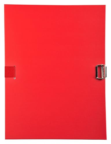 Exacompta - Réf. 30109H - Carton de 10 chemises à dos extensible en polypropylène couleur - 1 rabat en pied - fermeture par sangle - boucle à coulisseau cranté - dim 24 x 32 cm - couleur rouge