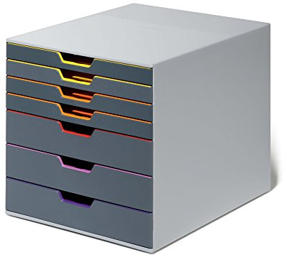 Durable Schubladenbox A4 (Varicolor) 7 Fächer, mit Etiketten zur Beschriftung, mehrfarbig, 760727
