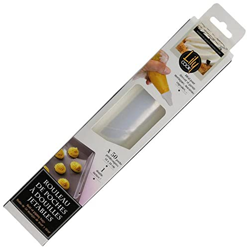 Lily Cook KP50701 Poche Jetable + Douille Plastique Blanc 18 x 28 cm 50 Pièces