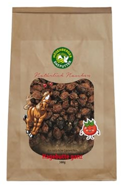 Nösenberger Hagebutte | 500 g | Ergänzungsfuttermittel für Pferde | Ganze getrocknete Früchte