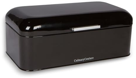 Extra Large Black Bread Box for Kitchen Countertop 16 x 9 Holds 2 Loaves