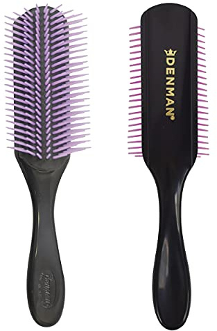 Denman Curly Hair Brush D4 (Black/Purple) 9 Row Styling Brush for Styling, Smoothing Longer Hair and Defining Curls - For Women and Men