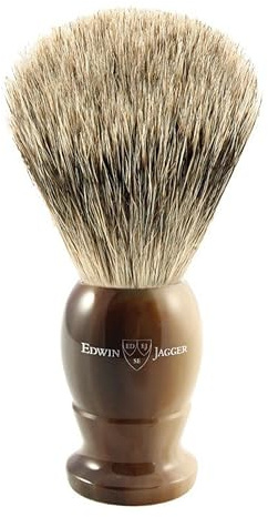 Edwin Jagger 1EJ872 Medium Best Badger Shaving Brush, Imitation Light Horn for use with Shaving Cream or Soap for Men