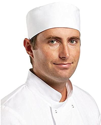 Whites Chefs Skull Cap White - Baker Hat, Reusable and Washable A203-L