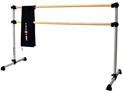 Vita Vibe - USA Made - Prodigy Series Ash Wood Ballet Barre - Portable Double Bar with Carry Bag - Freestanding Stretch/Dance Bar - 4 FT - 5 FT