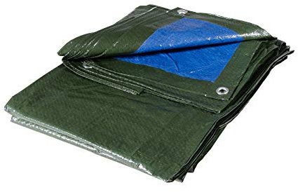 VERDELOOK | Telo Occhiellato Multiuso in Polietilene, 5x4 m, Verde/Blu, Telo per Coperture, Impermeabile, 100 g/mq