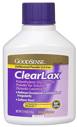 GoodSense ClearLax, Polyethylene Glycol 3350 Powder for Solution, Osmotic Laxative, 17.9 Ounce