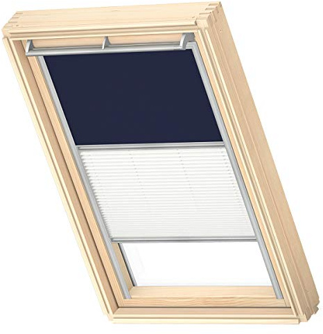 VELUX Store Duo occultant et tamisant, Cadre argenté, MK04, Bleu Foncé | Occultant ou tamisant, positionnement progressif