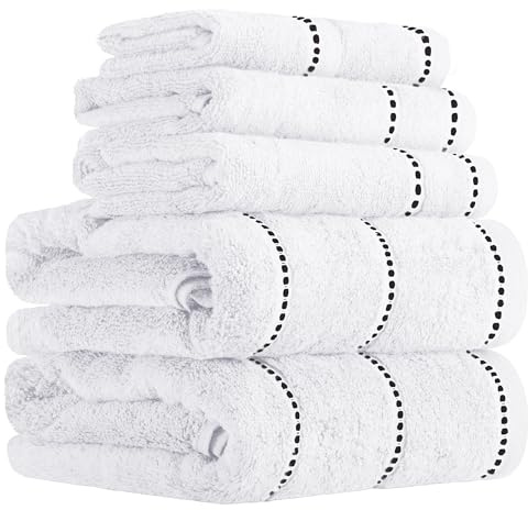Lavish Home Bathroom Towels Set, Bathroom Accessories, White, Set of 6