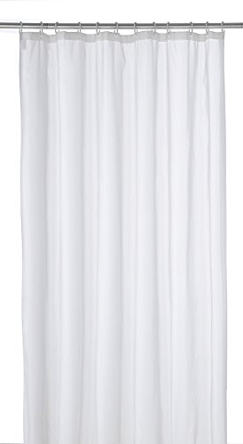 axentia Duschvorhang, Wannenvorhang, Badezimmervorhang inkl. 12 Plastikringe, ca. 180 x 200 cm, uni weiß