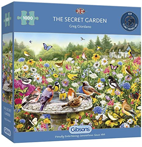 Gibsons The Secret Garden 1000 Piece Jigsaw Puzzle for Adults – Colourful Wildlife and Blossom Artwork by Greg Giordano – Premium, Sustainable Puzzle Made in the UK/EU