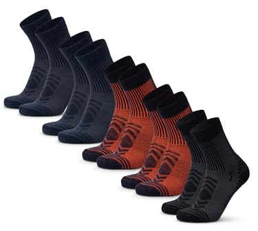 DANISH ENDURANCE Leichte Merino Wolle Wandersocken, Sommer Wollsocken, Unisex, für Herren & Damen, 3 & 5 Paar, Mehrfarbig (2xNavy,2xNavy/Orange,1xSchwarz, 39-42