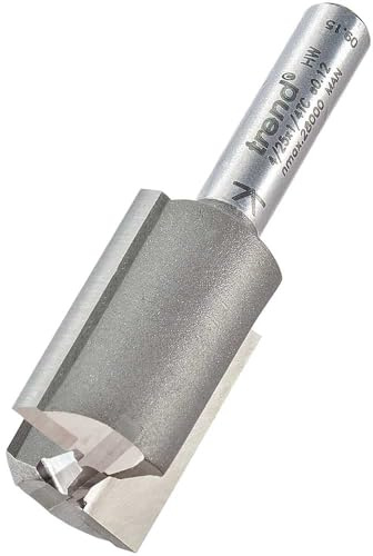 Trend Professional Straight Two Flute Router Cutter, 1/4 Inch Shank, 17mm Cut Diameter & 25mm Cut Length, Tungsten Carbide Tipped, 4/25X1/4TC
