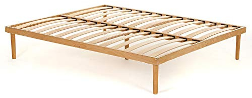 Materassimemory.eu Rete Piazza e Mezza Completamente in Legno di faggio Prima Scelta Misura 120x190 con doghe in faggio Naturale