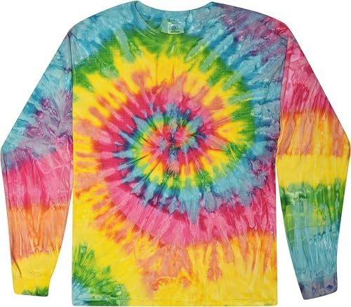 Colortone Tie Dye Long Sleeve T-Shirt for Women and Men, Large, Saturn