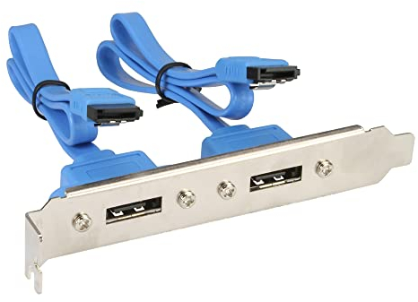 InLine 27904 eSATA Slotblech, 2x eSATA Buchse extern auf intern SATA Stecker, 0,3m