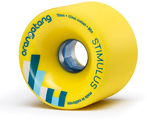Orangatang Stimulus 70 mm 86a Freeride Longboard Skateboard Wheels (Yellow, Set of 4)