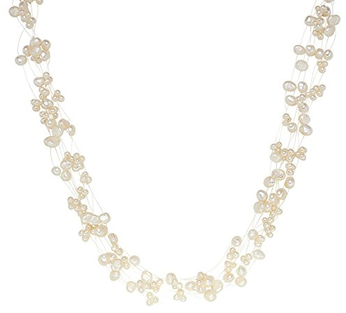 Valero Pearls Damen-Kette Hochwertige Süßwasser-Zuchtperlen 4-6 mm Barock weiß 925 Sterling Silber - Perlenkette Halskette mit echten Perlen