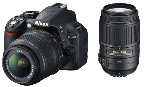Nikon D3100 Fotocamera Reflex con Obiettivi 18-55 VR e 55-300 VR, Colore Nero