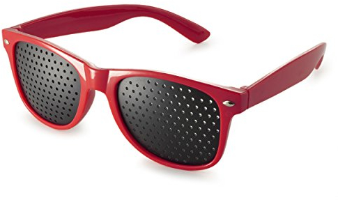 Lunettes sténopéïques, lunettes à grille, lunettes de repos à sténopé, lunettes à trous, avec des branches pliables, forme: B, couleur: rouge, de la marque Ganzoo