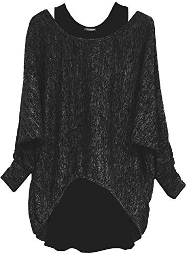 Emma & Giovanni - Pull à Manche Longue (2 pièces) - Femme (Noir, L-XL)