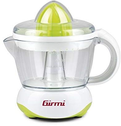 Girmi SR02 Spremiagrumi Elettrico, 25 W, Doppia rotazione, Capacità 700cc, Doppia coppa di spremitura, Bianco/Verde