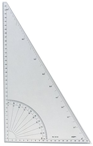 Graphoplex Geodreieck/Winkelmesser, 90°, Gradeinteilung mit geraden Kanten, transparent