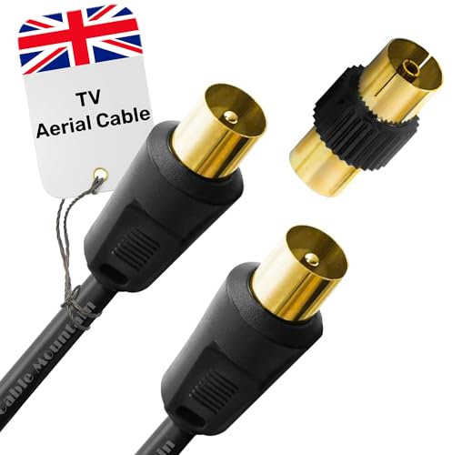 0.5m Coaxial TV Aerial Cable (Ideal for Close-Range Devices, Max Reach 50cm) Male To Male Gold Plated RF Tv Cable for Freeview, Freesat, Tv Antenna Extension - Black Straight Connection