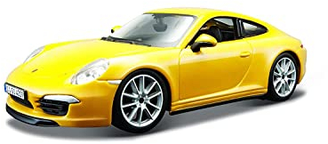 Bauer Spielwaren Bburago Porsche 911 Carrera S: Modellauto im Maßstab 1:24, Türen und Motorhaube zum Öffnen, lenkbar, 19 cm, matt braun (18-21065)