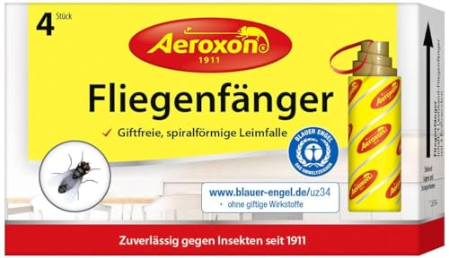 Aeroxon by BSI - Rubans Attrape-Mouches - Collant Puissant - sans Odeur - Non Toxique - 4 Rubans, Jaune