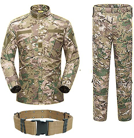 HANSTRONG GEAR H World Shopping Militärischer taktischer Herren-Jagd-Kampfanzug, BDU-Anzug, Hemd und Hose mit Gürtel