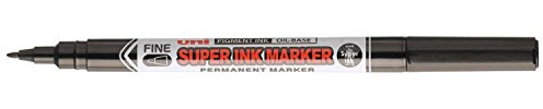 uni-ball Super Ink Permanent Marker Pens. Black Felt Tip Pens for Art, Crafts, Multi Surface Use on Fabric, Paper, CD's, DVD's, Kitchen, Garden, Plastic, Freezer Bags, Glass, Metal, Wood. Pack of 12