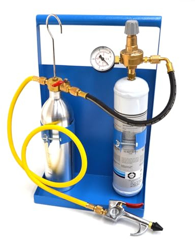 3S SuperSamaStore Kit Lavaggio Impianti Climatizzazione con Azoto, Set Pulizia Impianto Condizionamento con Riduttore, Bombola 1L e Carrello