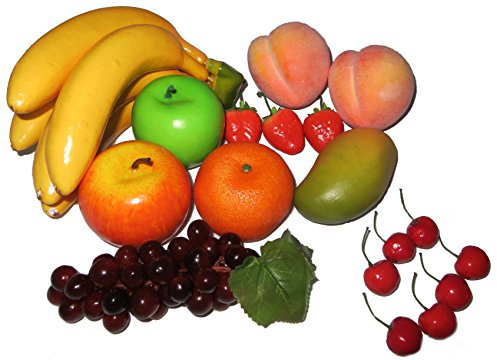 Set per decorazione composto da 18 pezzi artificiali di frutta finta realistica