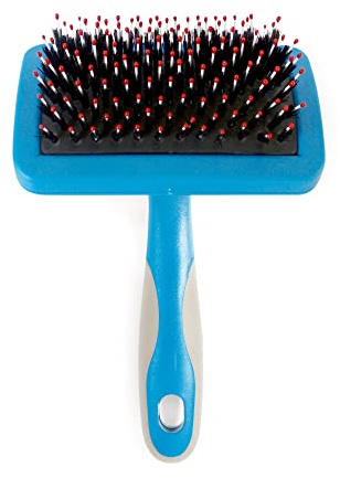 Ancol Ergo Hedgehog Slicker - Black Grooming Brush for Dogs and Cats - Long Synthetic Bristles for Deep Coat Care - Removes Dirt and Dead Hair - Promotes Glossy Coat - Size Large