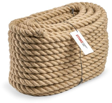 Seilwerk STANKE tvinnat juterep tillverkad av naturliga fibrer, diameter 8mm, längd 20m