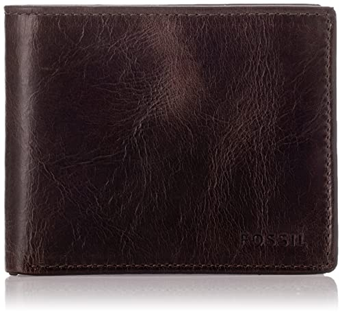 Fossil Brieftasche für Herren Derrick, 100% Leder Bifold Dunkelbraun 11,5 cm L x 2 cm B x 9 cm H ML3685201