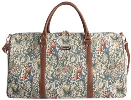Signare Gobelin-Gepäcktasche für Reisen und Sport/große Reisetasche für Damen Sporttasche Damen mit William Morris Designs (Goldene Lilie)