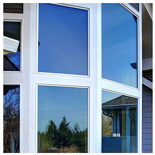 BDF PRBL Window Film Premium Color High Heat Control and Daytime Privacy Blue Outside, Silver Inside - 36in X 14ft