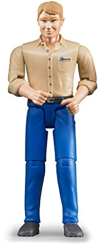 bruder 60006 - Mann mit hellem Hauttyp & blauer Hose - 1:16 bworld, Spielzeugfigur, Bauer, Landwirt, Bauernhof, Mensch