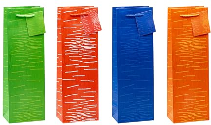 TSI Laura - Bolsas de regalo para botellas (paquete de 12 unidades con decoración festiva, en 4 modelos)