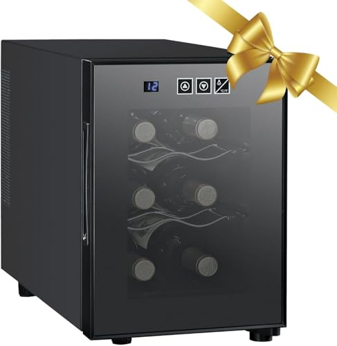 Koolatron 6 Bottle Wine Fridge – Freestanding Wine Cooler with Glass Door, 0.6 cu ft (16 L) Beverage Can Refrigerator, Digital Temperature Control, Ideal for Red, White & Sparkling Wine, Champagne