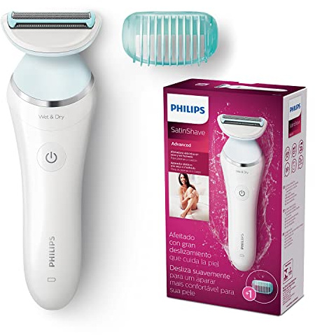 Philips Afeitadora Femenina con una Cuchilla, Uso en Seco y Húmedo, Mango Ergonómico, Color Blanco/Azul Claro