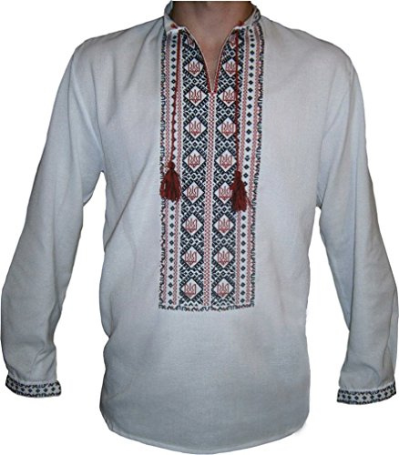 Camisa bordada tradicional ucraniana para hombre, el Tridente del sector derecho.