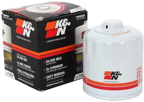 K&N Oljefilter – Spin-On 80 x 87 mm kompatibel med Hyundai, Kia, Mitsubishi, Subaru, Honda, Acura (HP-1004)