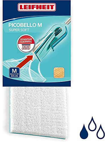 Leifheit Original Wischpad Picobello M super Soft für hochempfindliche Böden, Leifheit Wischbezug mit spezieller Faserzusammensetzung, 33 cm breiter Wischbezug