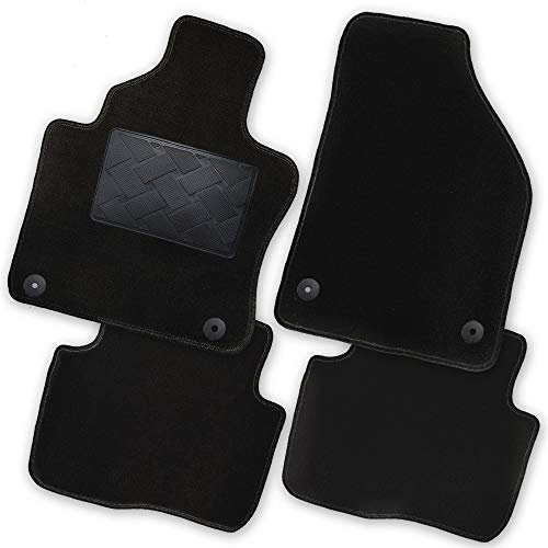 Bär-AfC Auto Fußmatten Exklusiv passend für VW T5 Multi Van 2003-2015 BEF oval, Autoteppiche Velours Schwarz, Rand Kettelung Schwarz, Trittschutz Kunststoff, Set 2-teilig, VW04593