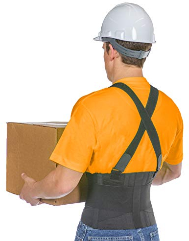 BraceAbility Industriearbeit Rückenstütze | Abnehmbare Hosenträgergurte für mehr Sicherheit beim Heben - Schutzgürtel gegen Rückenschmerzen für Männer und Frauen im Bauwesen (2XL)