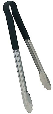 Update International TOPP-12 Stainless Steel Black Spring Tongs 12, PVC Which Does Not Include DEHP (di-Ethyl Hexyl Phthalate)