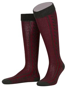 JDRAZOR Jagd - Kniebundstrumpf Jacquard in oliv/rot aus Schurwolle, Größe 48/49